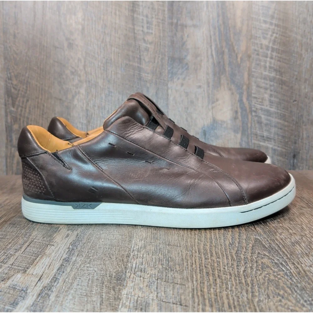 Kizik KZK Mens Size 13 M Hands Free New York Slip On Leather Brown Casual Shoes